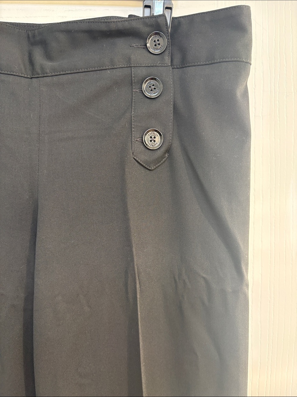 Express Black Wide-Leg Dress Pants with Button Waist Detail - Picture 4 of 7